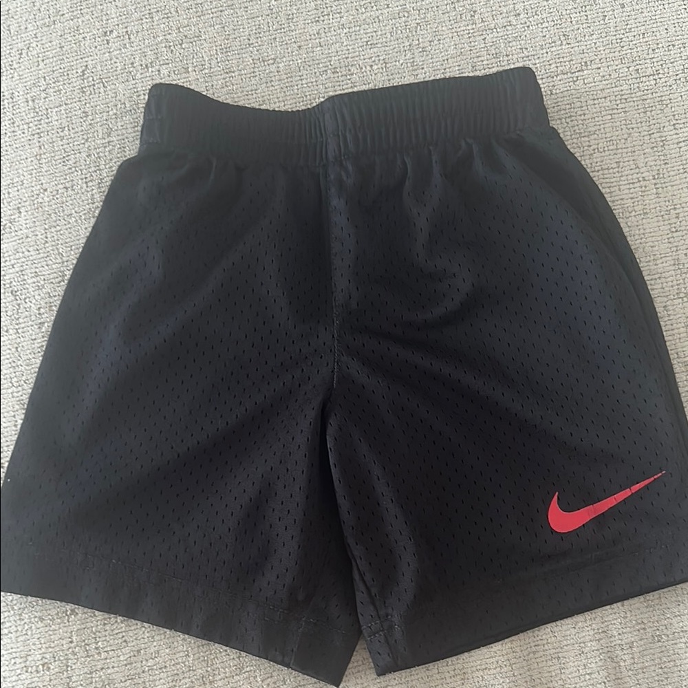 Nike Black Athletic Shorts with Red Logo